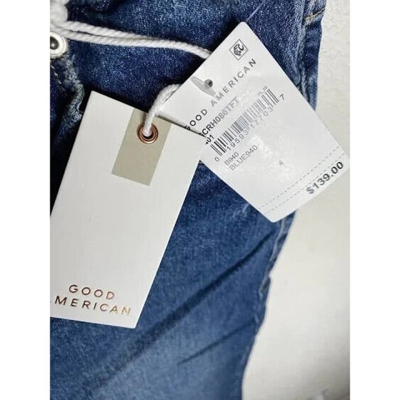 Good American Good Classic Jeans Raw Hem Dark Wash Size 4/27 NEW $139 - Picture 4 of 6